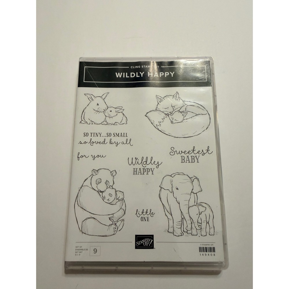 Stampin' Up! Wildly‎ Happy Rubber Stamps Baby Animals Cute Phrases 14908
